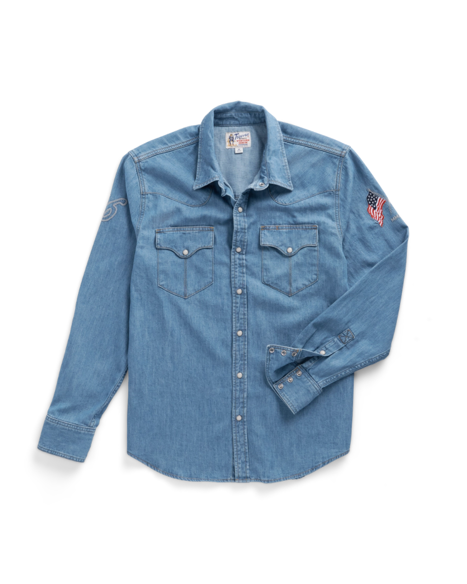 Men's Denim Long Sleeve Pearl Snap - Image 9