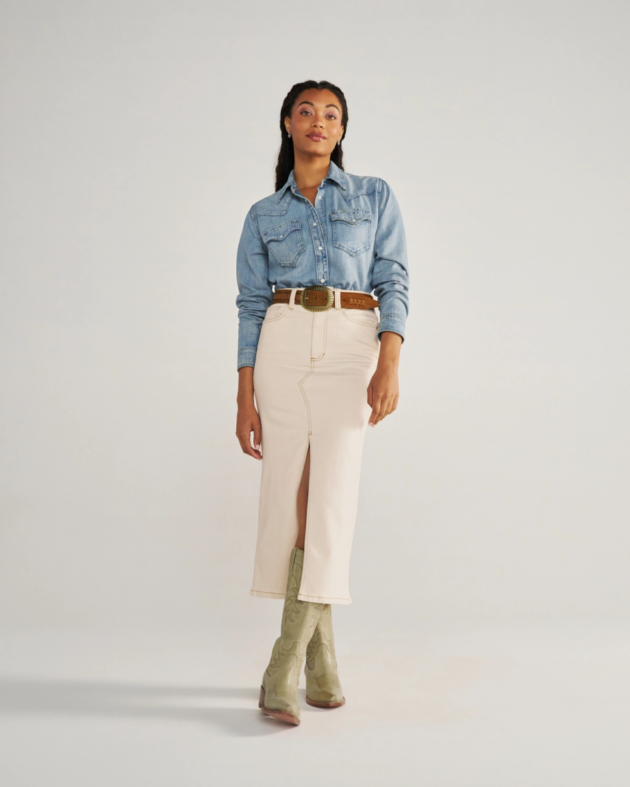 Women's Denim Pearl Snap - Image 3