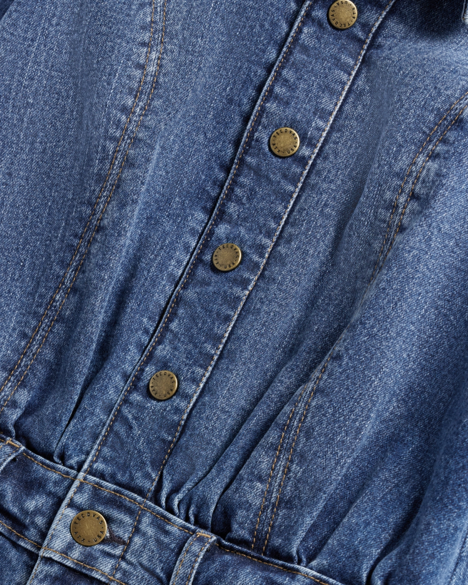 Women's Long Sleeve Denim Midi Dress - Image 7