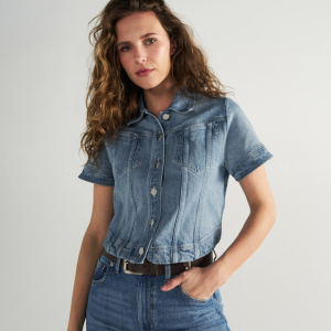 Women's Short Sleeve Denim Top