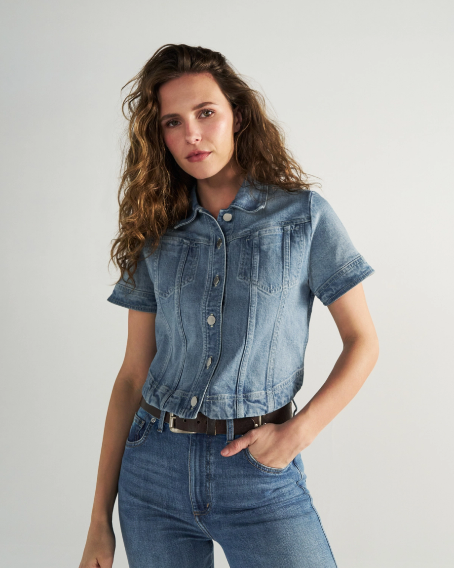 Women's Short Sleeve Denim Top