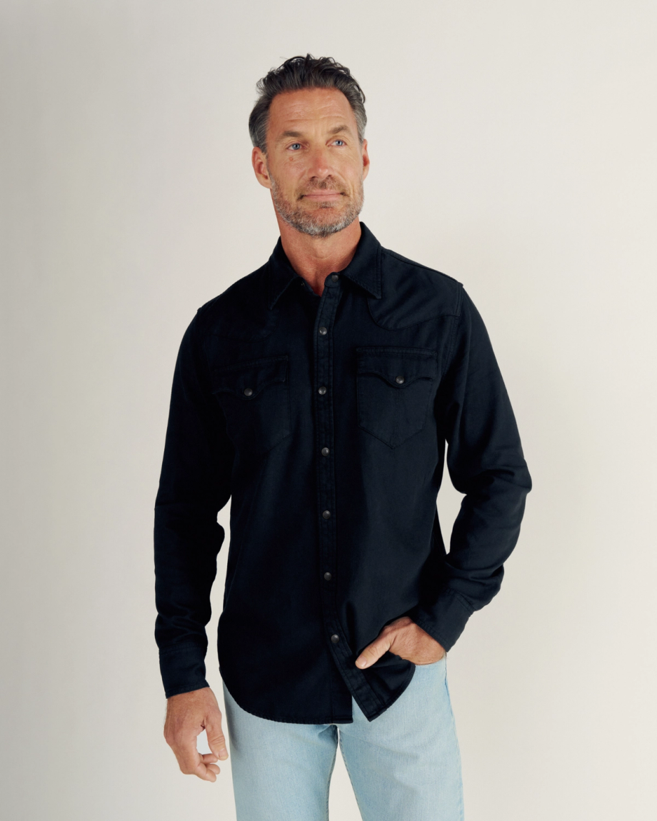 Men's Denim Long Sleeve Pearl Snap - Image 29