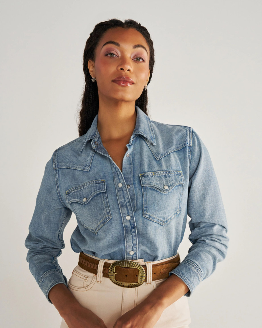 Women's Denim Pearl Snap