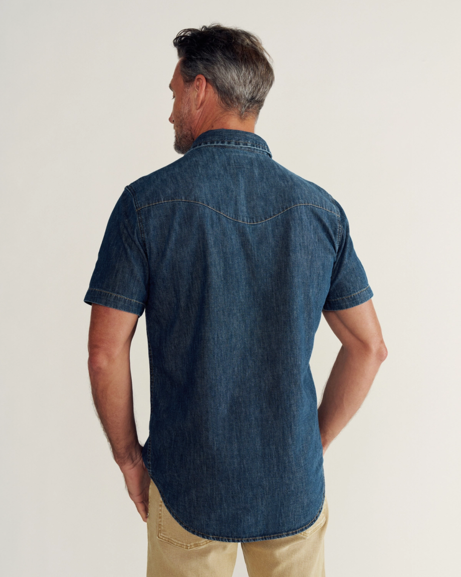 Men's Denim Short Sleeve Pearl Snap - Image 31