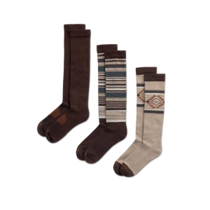 Over-the-Calf Plaid & Horseshoe Socks (3-Pack)