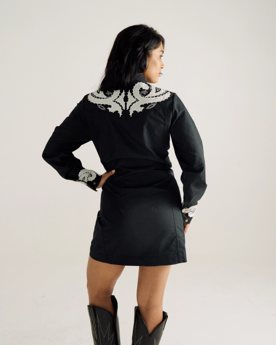 Women's Long Sleeve Applique Mini Dress - Image 11