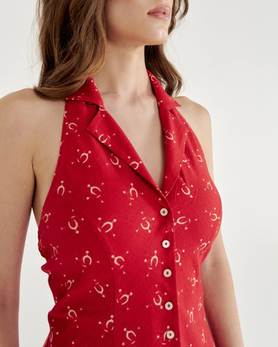 Women's Sleeveless Collared Mini Dress - Image 10