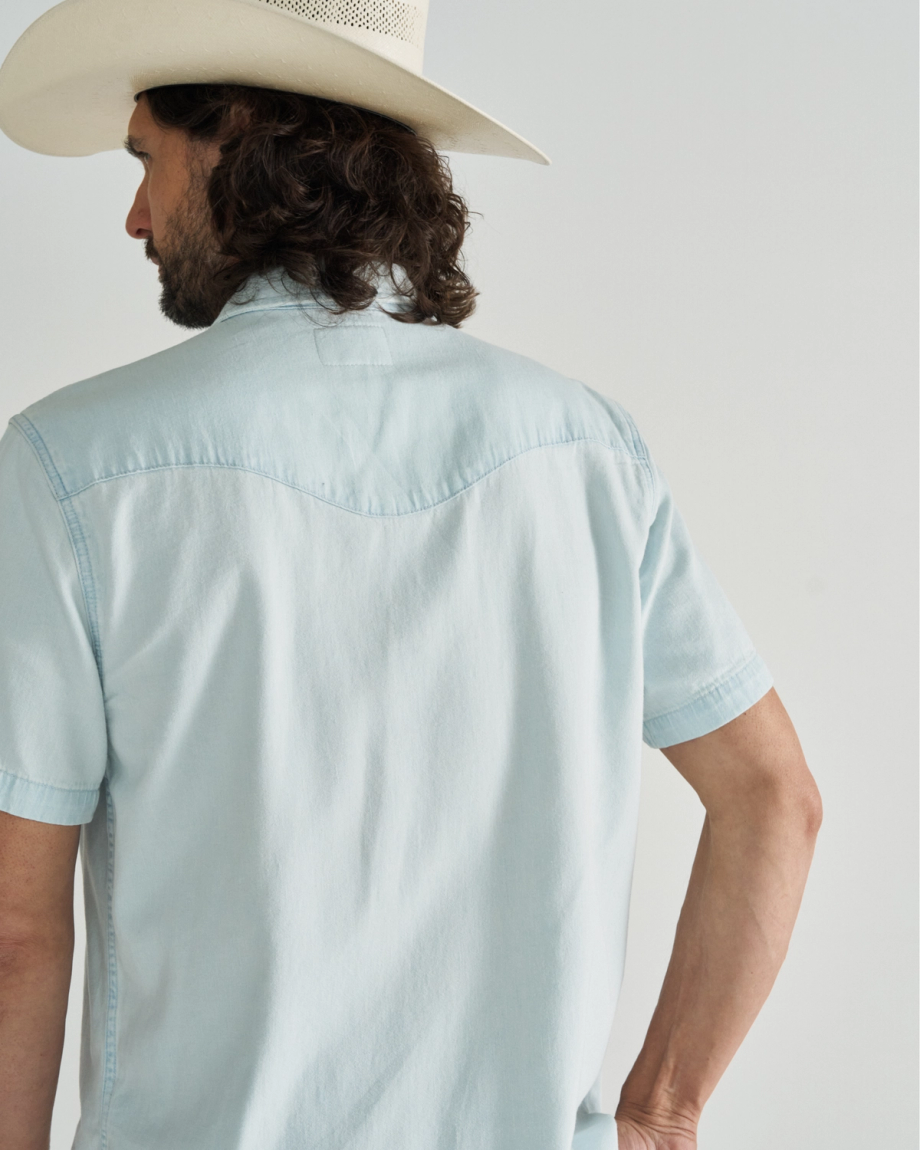 Men's Denim Short Sleeve Pearl Snap - Image 9
