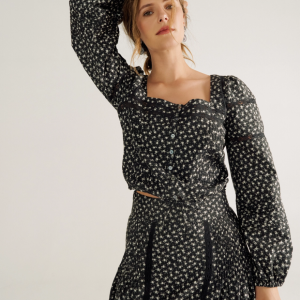 Women's Long Sleeve Cotton Poplin Top
