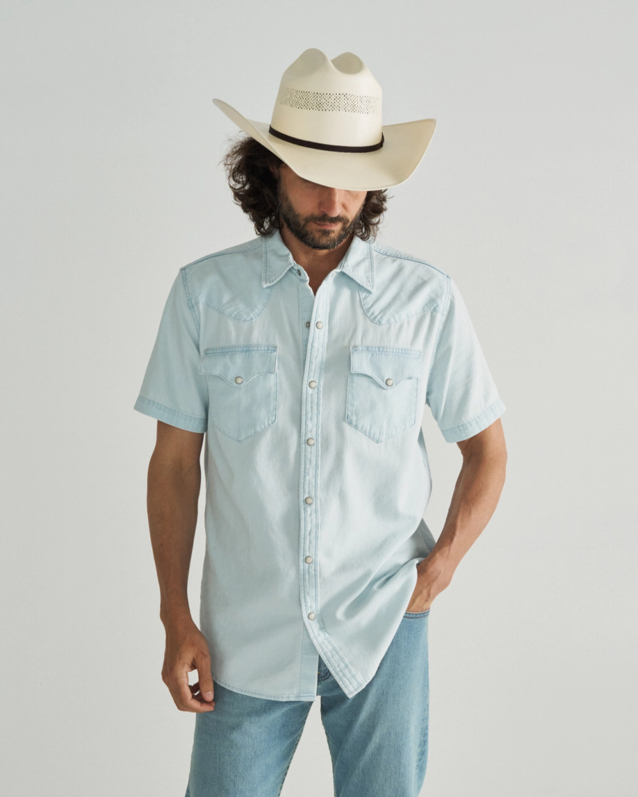 Men's Denim Short Sleeve Pearl Snap - Image 8