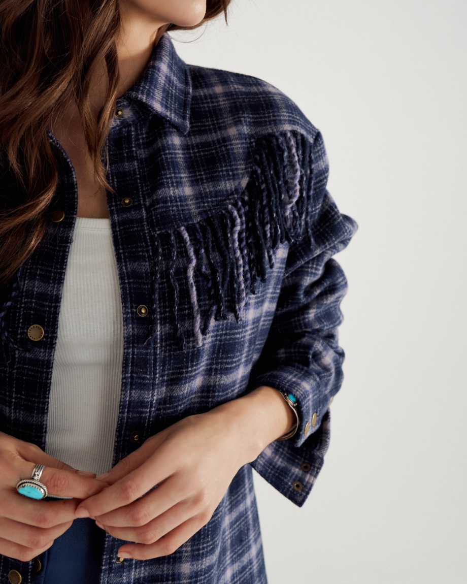 Women's Plaid Fringe Shacket - Image 13