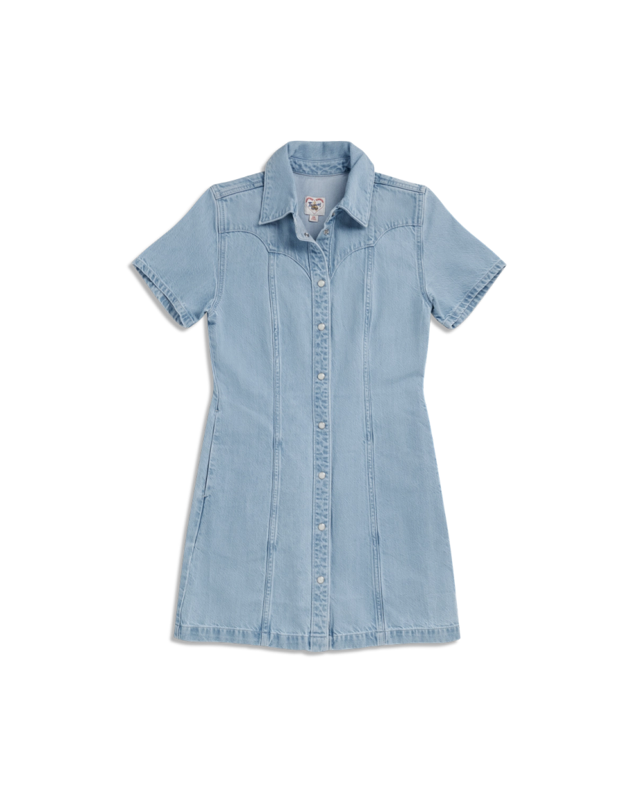 Women's Short Sleeve Mini Pearl Snap Dress - Image 15