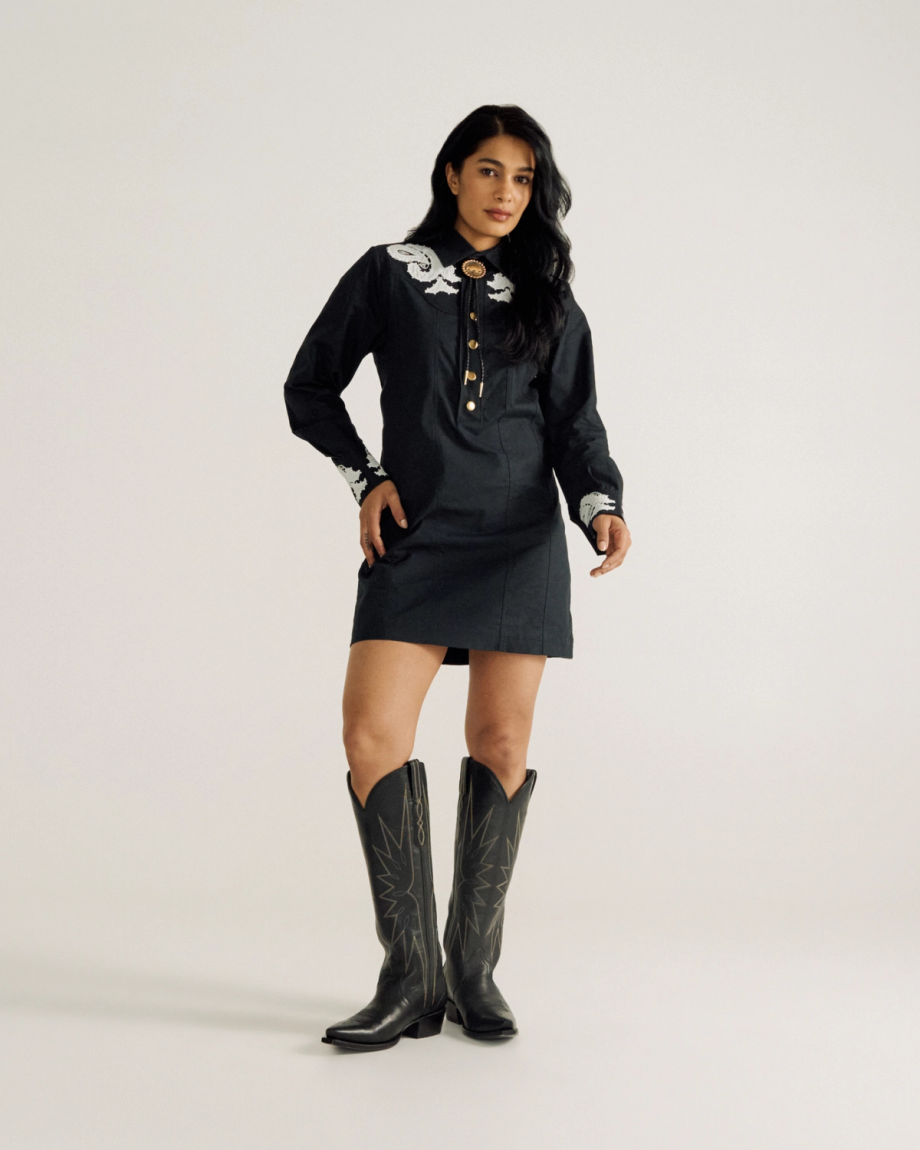 Women's Long Sleeve Applique Mini Dress - Image 10