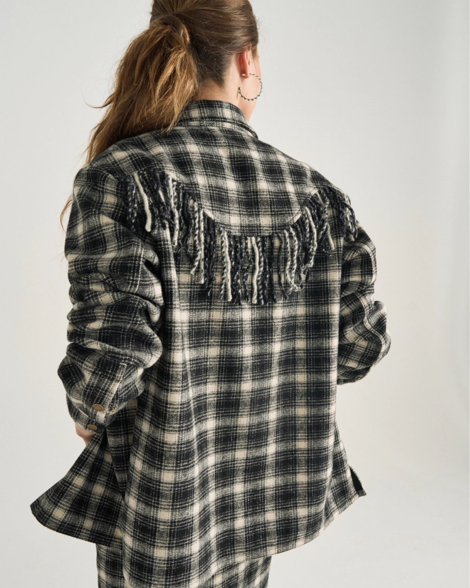 Women's Plaid Fringe Shacket - Image 2