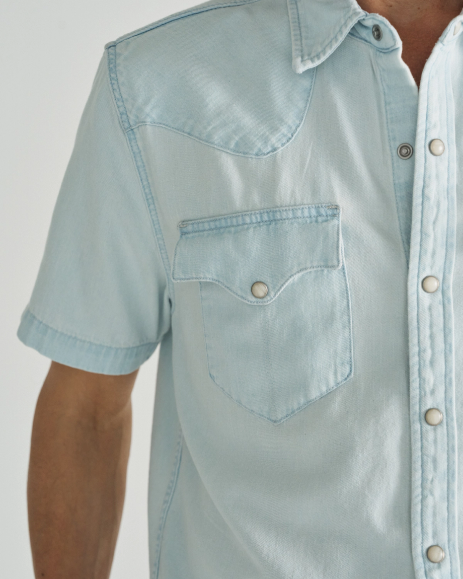 Men's Denim Short Sleeve Pearl Snap - Image 11