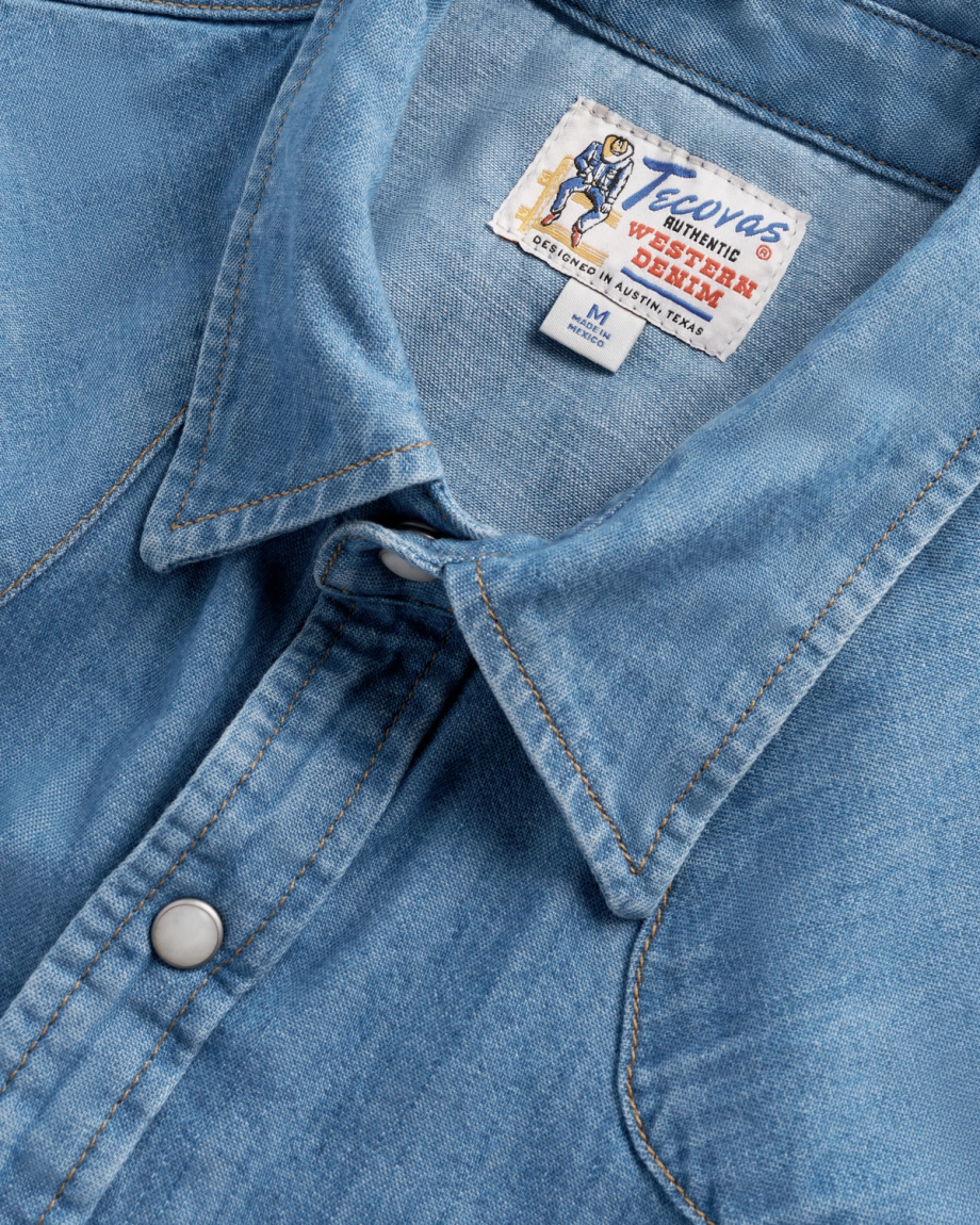 Men's Denim Long Sleeve Pearl Snap - Image 15