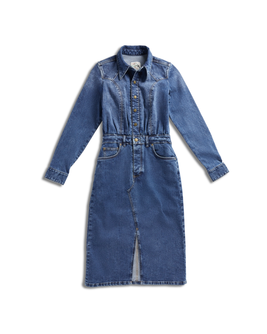 Women's Long Sleeve Denim Midi Dress - Image 9