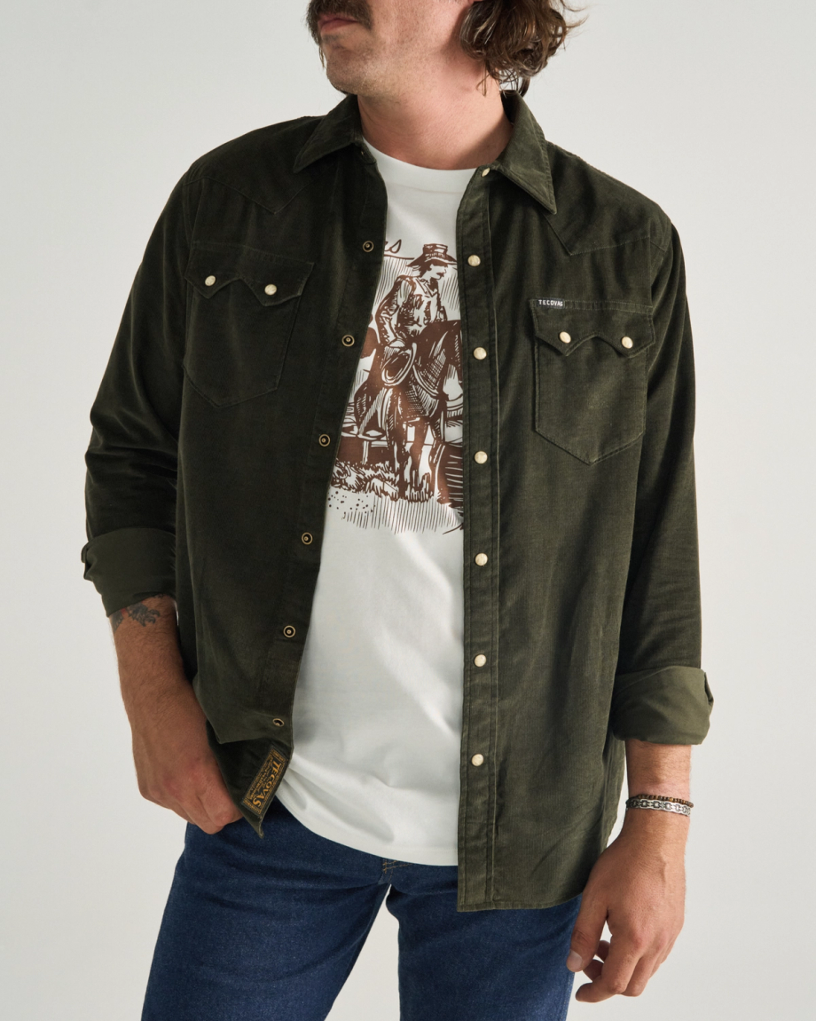 Men's Texas Weight Corduroy Pearl Snap - Image 2