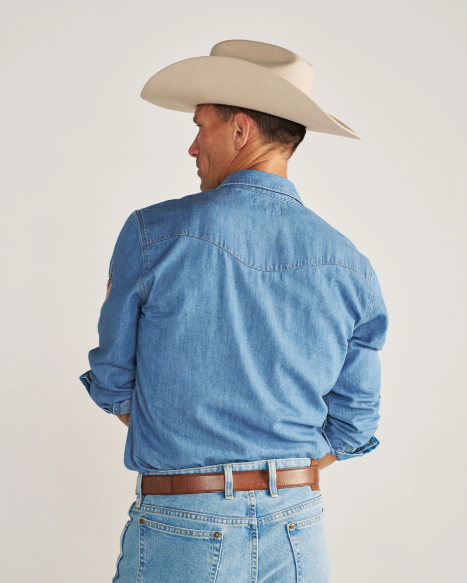 Men's Denim Long Sleeve Pearl Snap - Image 11