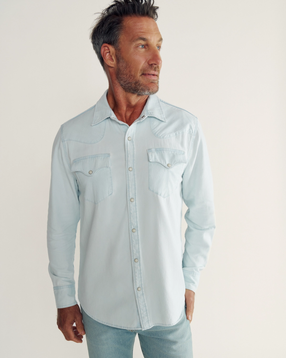 Men's Denim Long Sleeve Pearl Snap - Image 2