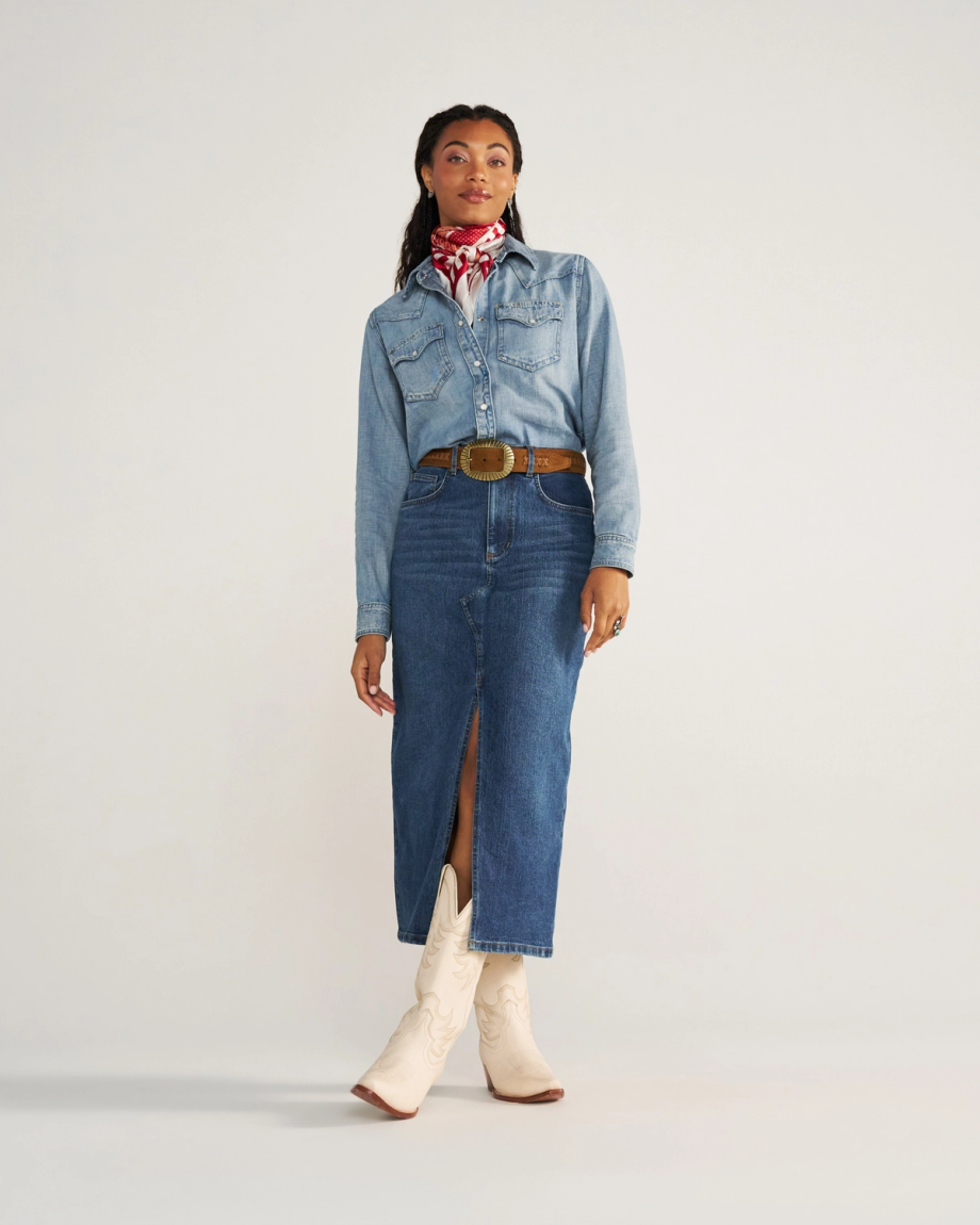 Women's Denim Midi Skirt - Image 9